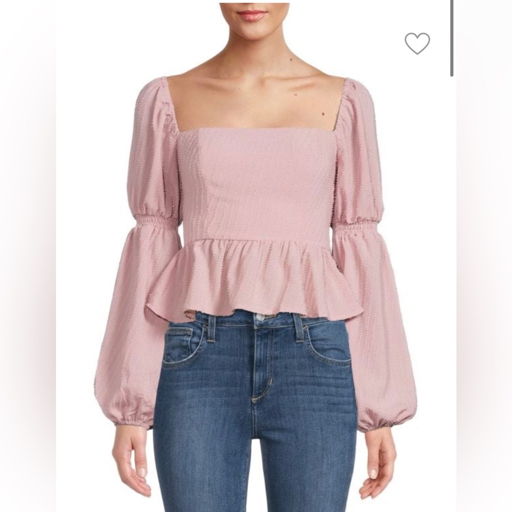 Pretty in Pink 🎀 ASTR the Label Square Neck Long Puff Sleeve Blouse
